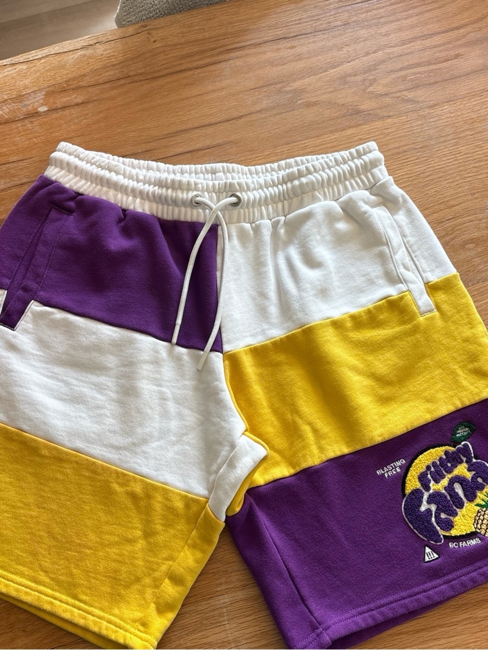 Effectus Clothing Colorblock Purple White Yellow Men's Athletic Shorts